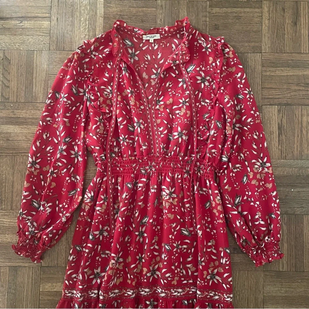 Max Studio London red maxi dress size L - Picture 3 of 8